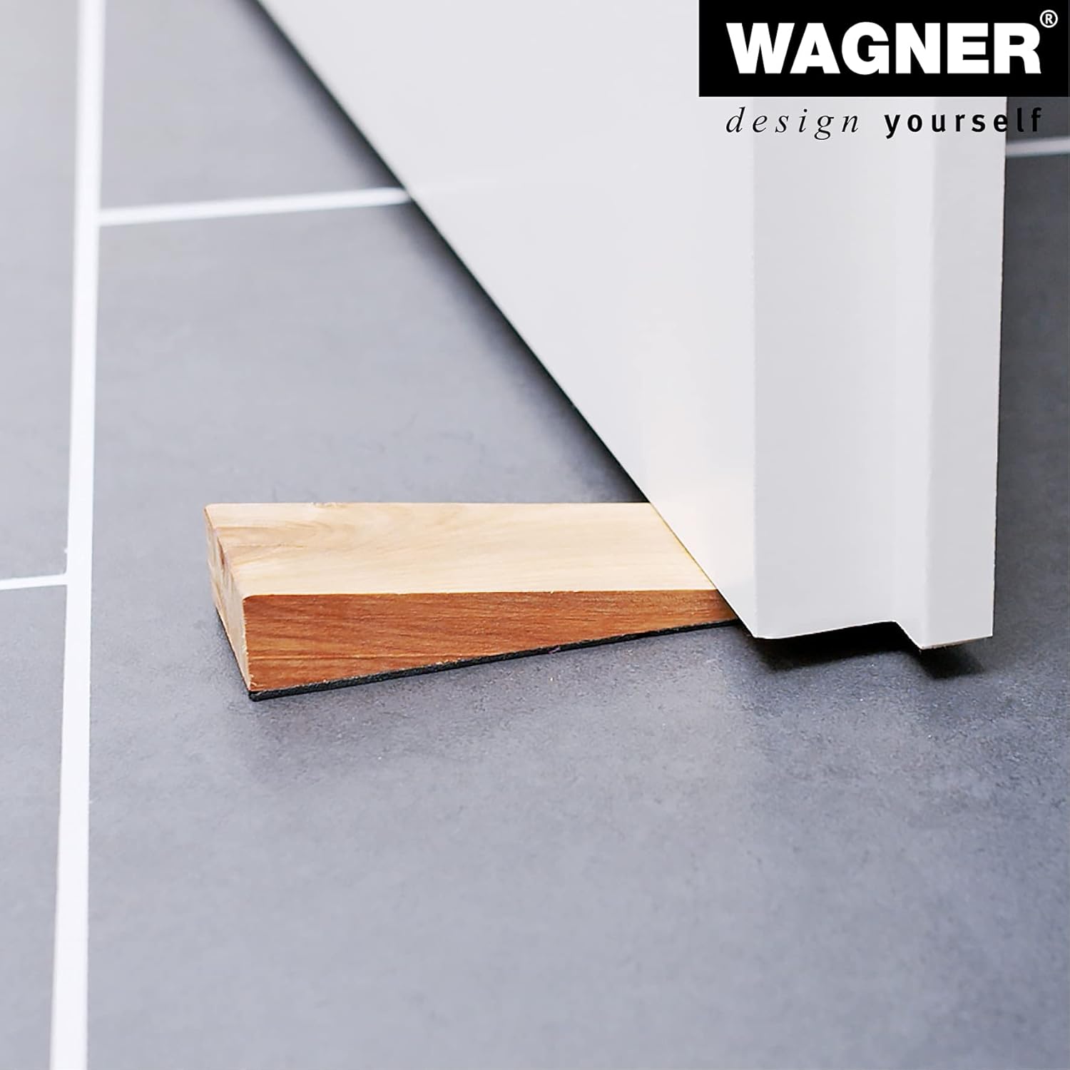 Wagner Door Wedge/Doorstop Wood - 119 x 40 x 19 mm, Wooden Wedge Made of Solid Birch Wood + Anti-Slip Fleece, to be Pushed Underneath Doors, Protects Door, Wall and Furniture - 15695000