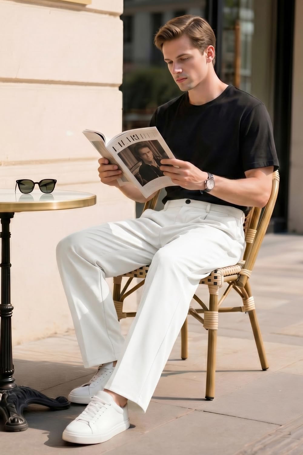 Heyfanee Herren Chino Hose Loose Fit Leichte Freizeithose für Männer Sommer Strand Hose Mit Taschen
