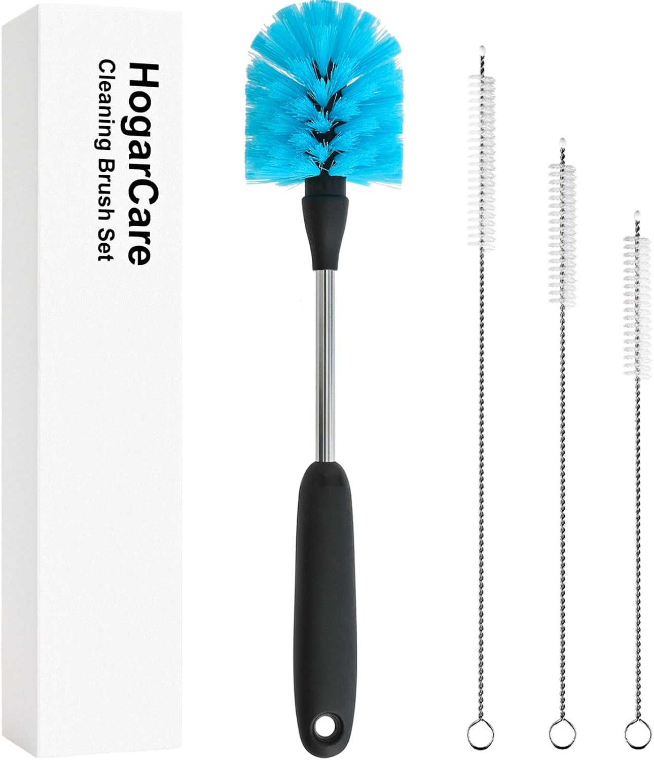Bottle Brush with Stainless Steel Handle, Straw Cleaner Brushes, Kitchen Cleaning Scrubber for Baby Bottle, Cups, Wine Glasses, Coffee Mugs, Tumblers, Blue