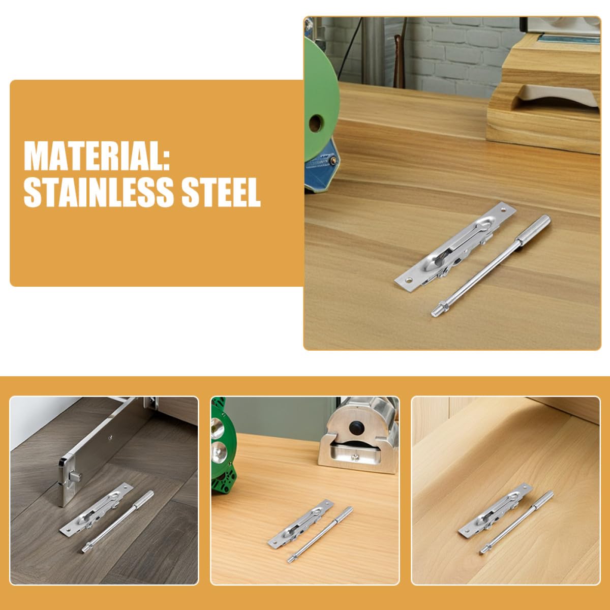 Set 2 Chiavistelli per Porte in Acciaio Inossidabile Argento, Design Comodo ed Estetico, Adatti per Porte Composite Doppie Francesi in Magazzini e Negozi