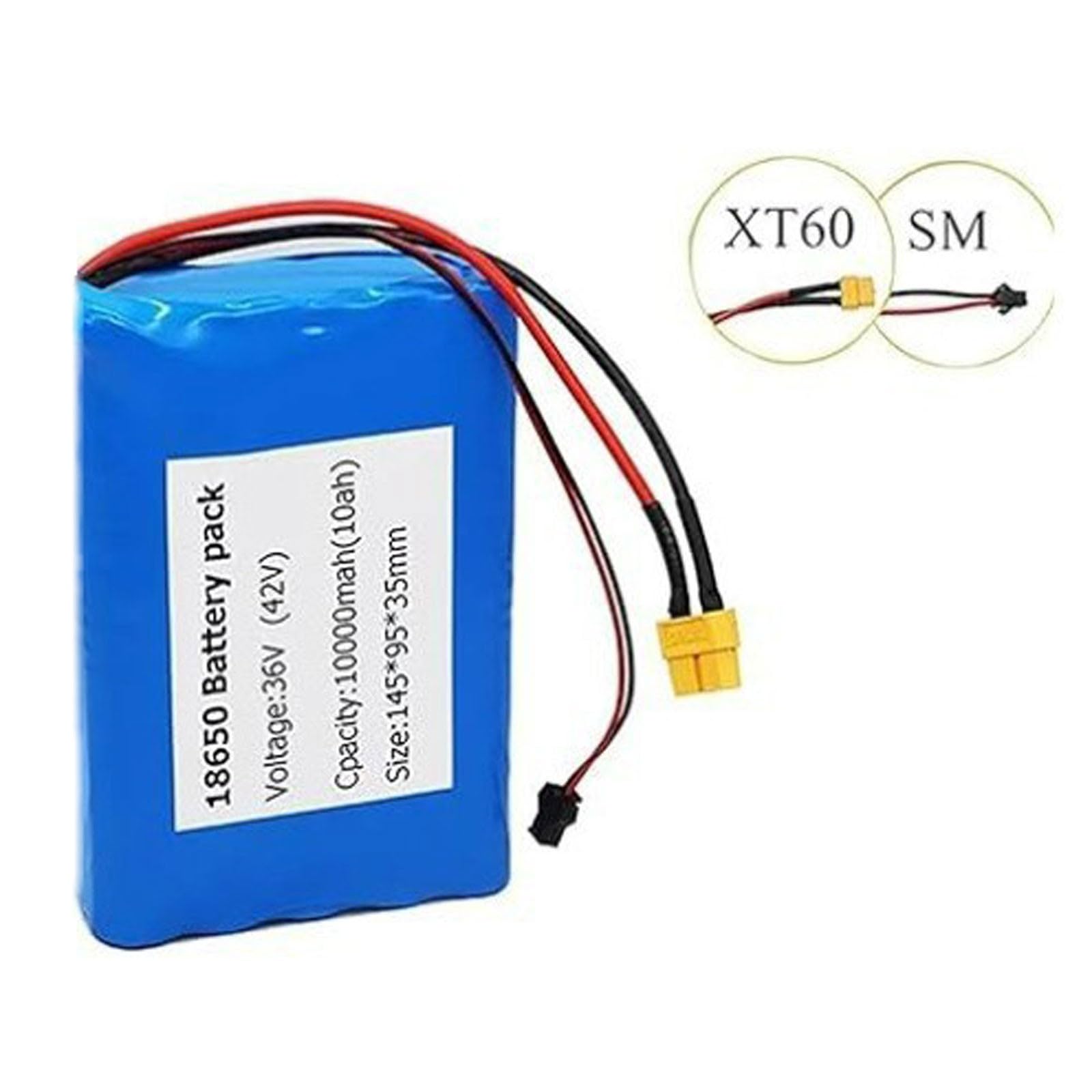 Batterie De Remplacement Étanche 36V 10Ah 10S2P Batterie pour Vélo Électrique pour Moteur De Vélo Électrique 100W 200W 350W 500W avec Chargeur Grande capacité 36V 10Ah,XT60+SM