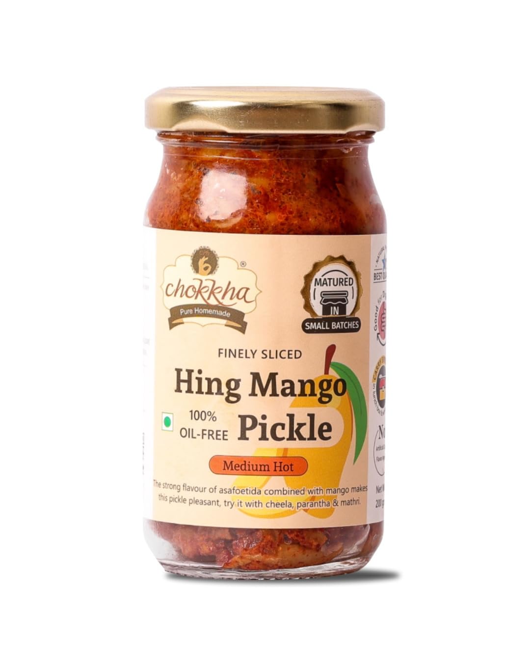 Chokkha Traditional Homemade Hing Mango Pickle | Hing aam ka achar | Good for Digestion | 100% Oil-Free Pickle | Handcut | Sun Dried | No Artificial Colors | No Vinegar or Tatri | 200 Gm-picture-22