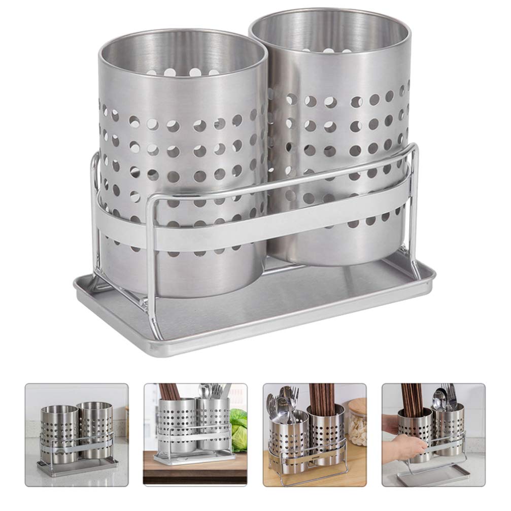 Cabilock 1 Jeu Porte- en Acier Inoxydable Porte-ustensiles De Cuisine Porte-ustensiles pour Chariot De Séchage des Couverts Panier De Séchage pour Étendoir Éponge