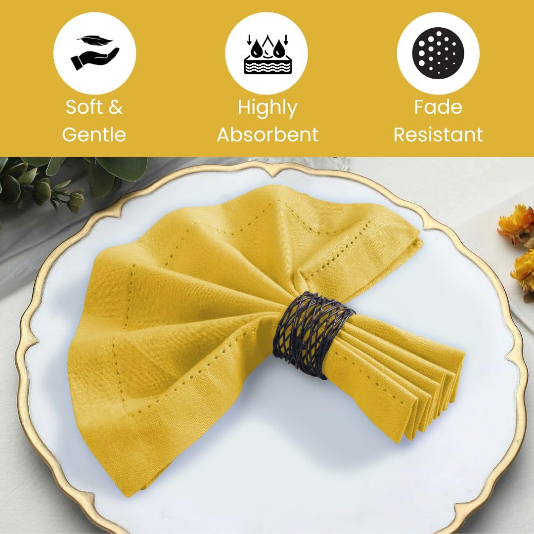 CottonCove Hemstitch Cloth Dinner Napkins Cotton Set of 12, Soft Durable Washable - Image 3