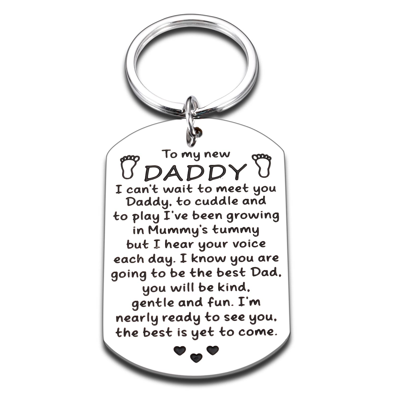 New Dad First Fathers Day Keychains Gifts for Dad Men Him Husband from Unborn Baby Son Daughter Bump Wife Future Daddy to Be Birthday Christmas Valentines Day Baby Announcements Pregnancy Keepsake Tag