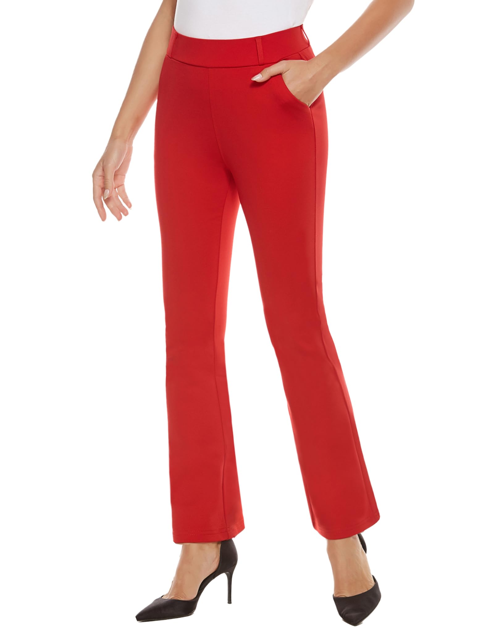 iChosy Womens Pull On Barely Bootcut Stretch Dress Pants