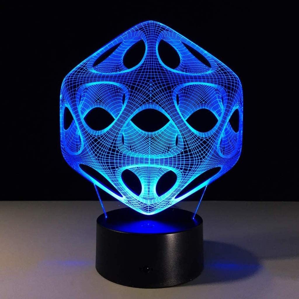 Veilleuse visuelle 3D, 7 couleurs changeantes avec interrupteur tactile, lampe de table