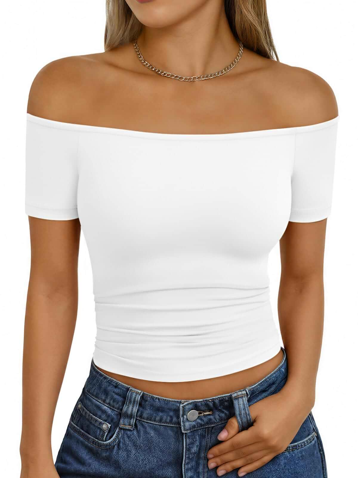 Trendy Queen Summer Off The Shoulder Tops for Women Going Out Sexy Tops, Pair with Denim Shorts or Skirts, Soft Breathable, Lightweight Flowy Fabric