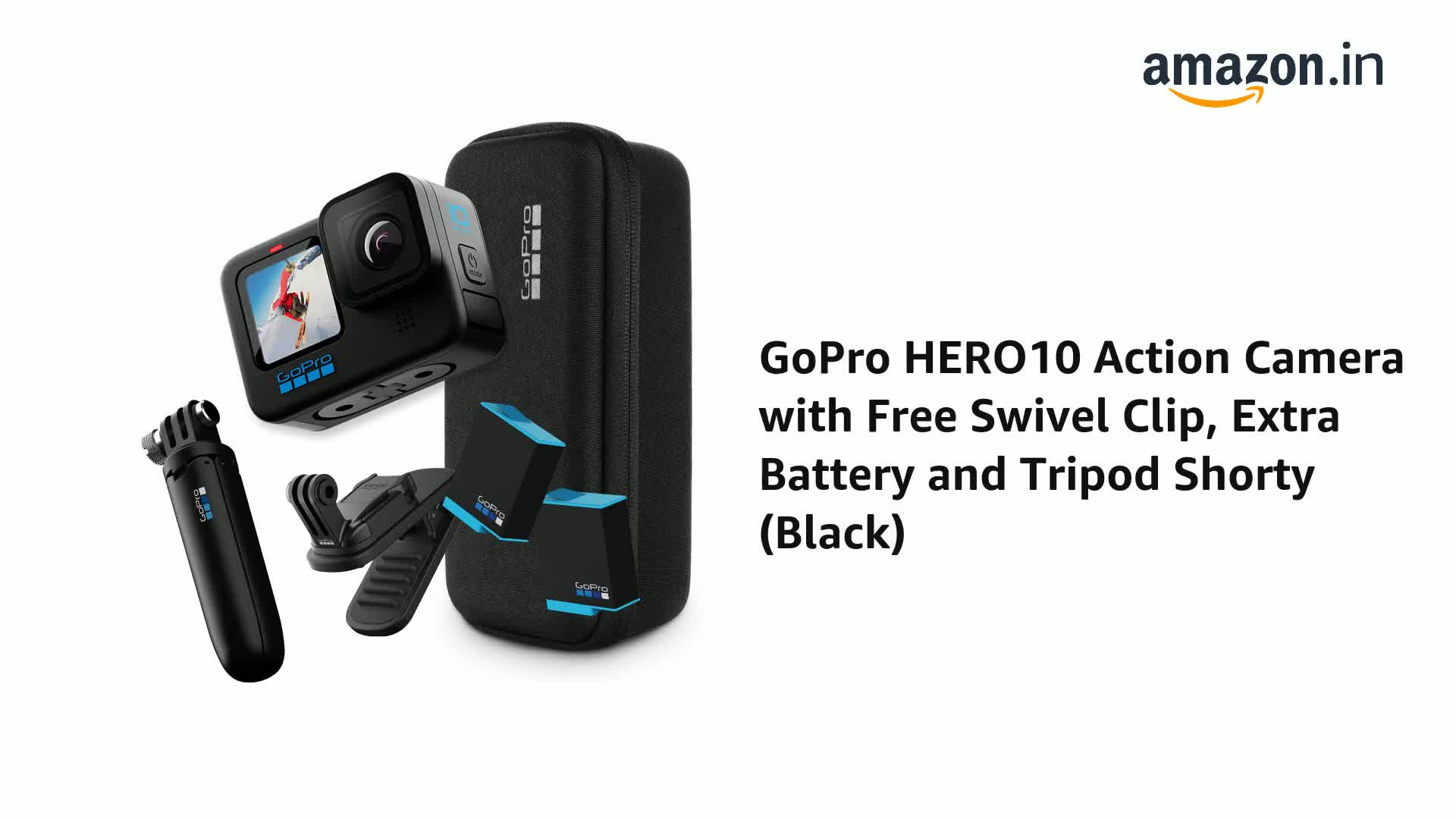 GoPro HERO10 Action Camera with Free Swivel Clip, Extra Battery