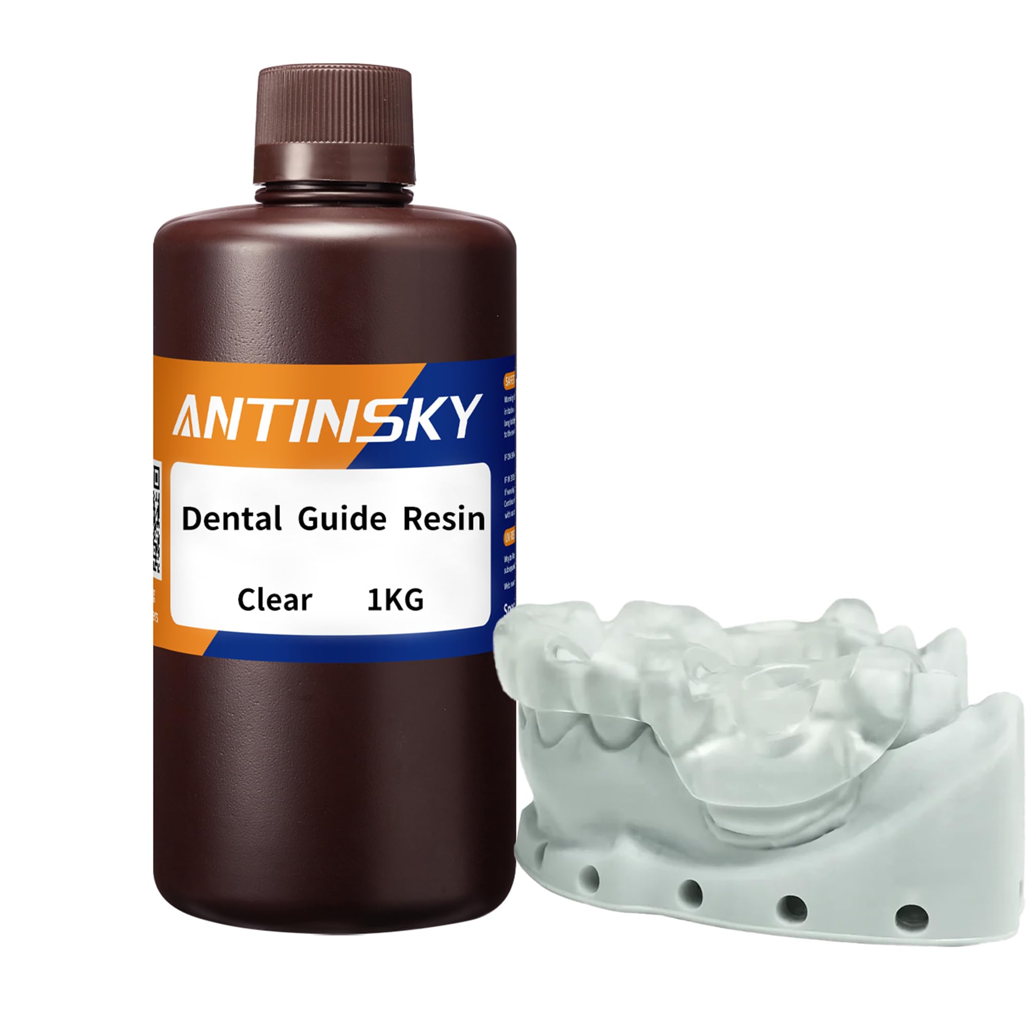 Antinsky Dental Guide Resin for DLP LCD 3D Printer UV-Curing 405nm Special for Dental Guide Plate High Temperature Sterilization Low Odor Drilling Tapping High Precision High Strength Clear 1KG