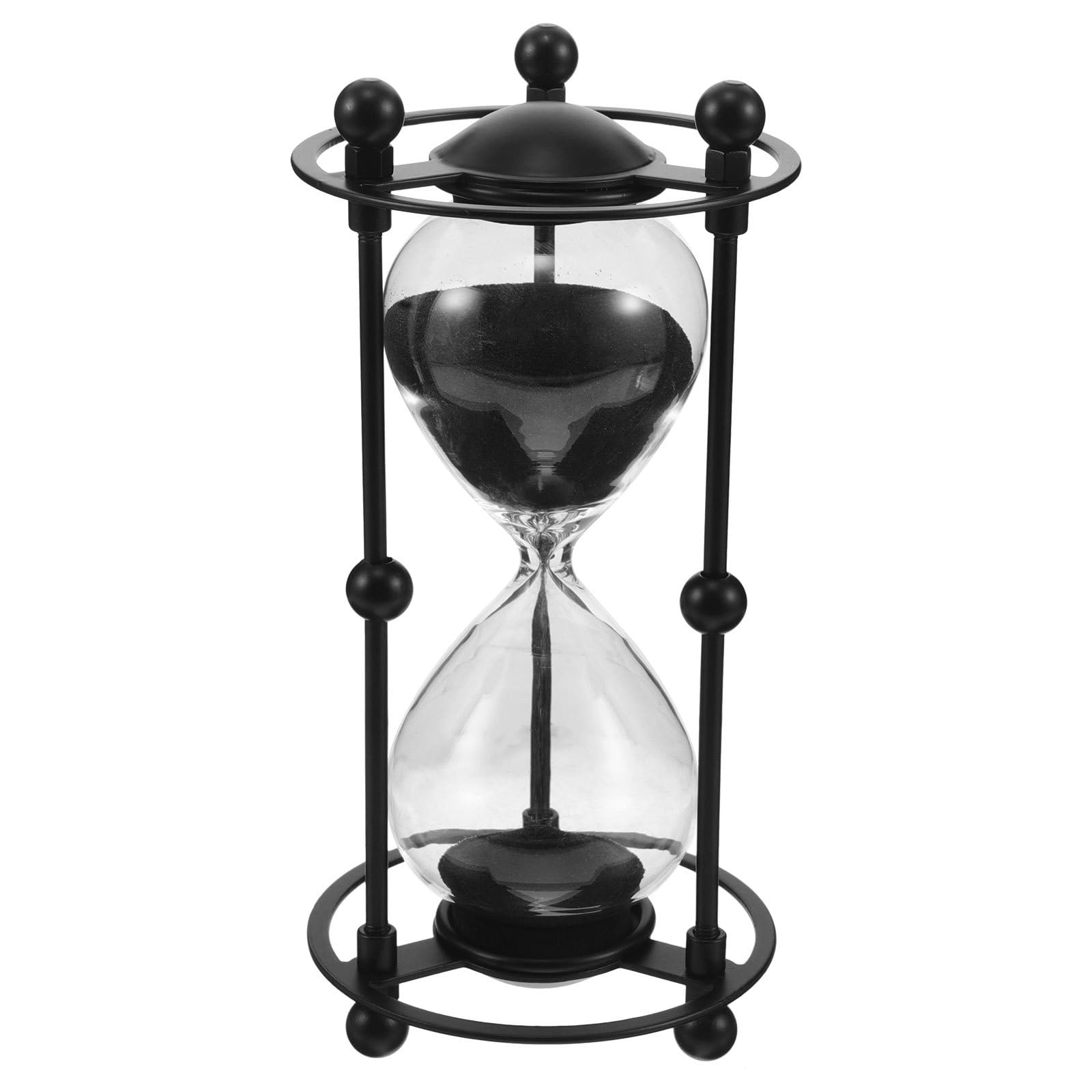 Temporizador de Reloj de Arena Retro Negro 15 Minutos de Hierro | Vidrio Preciso, Portátil y Ligero, para Oficina en Casa y Entornos Religiosos