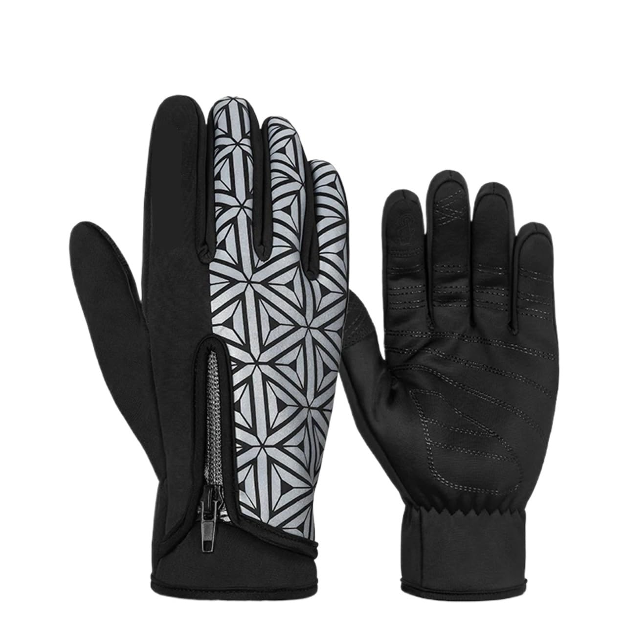 Gants d'escalade Gants de vélo d'hiver Gants de vélo d'escalade Thermique Hommes Femmes Coupe-Vent Gants de Cyclisme Chauds pour Escalade(Black White,S)