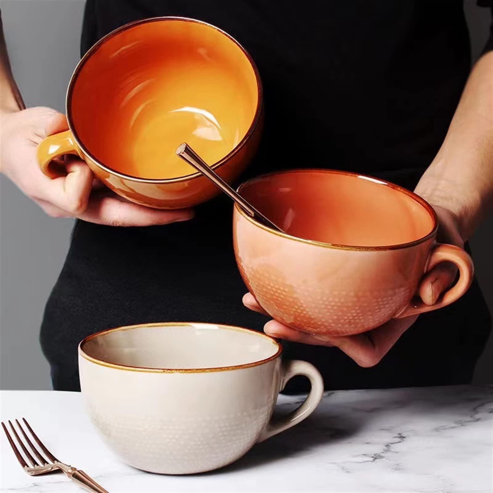 Filiżanki do kawy Ceramiczne 700 ml Duża Pojemność Śniadanie Mleko Owsiane Kubek Kawy Ceramiczny Kubek Biuro Kuchnia Drinkware Instant