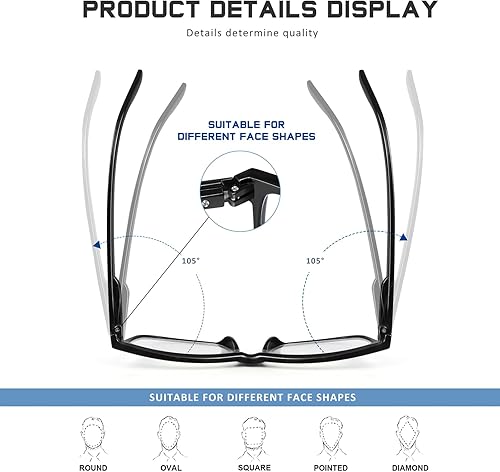 Miniatura 3 de Gafas de lectura para mujeres y hombres, paquete de 5 unidades con filtro UV de bloqueo de luz azul, lectores de computadora, anteojos antifatiga
