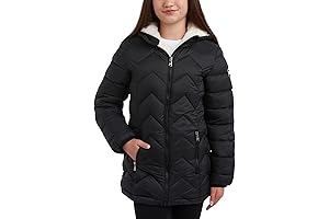 DKNY Girls' Winter Coat - Fully Sherpa Lined Glacier Shield Parka Jacket, Fur Trim Hood