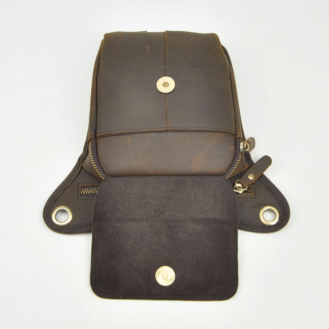 Le'aokuu Hombres Cuero Genuino Bolso Cintura Bolso Pierna Multifuncional Militar Táctico Bolsa de cardera Senderismo Deportes Camping 211-1 (1 211-1 A marrón)