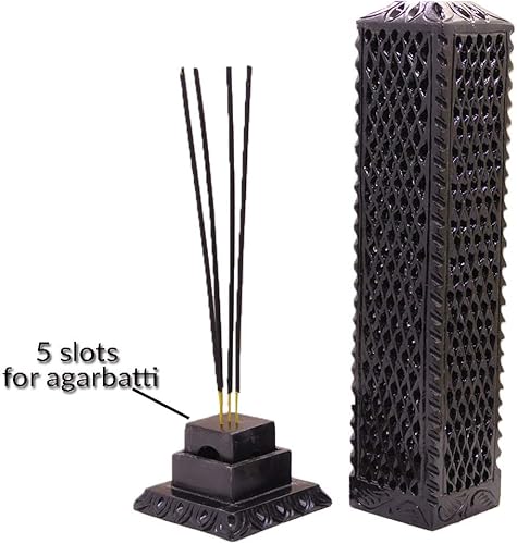 Miniatura 6 de KC KULLICRAFT Quemador de incienso de esteatita negra de mármol hecho a mano, soporte para palitos de velas, embalaje de quemador de luz de té para