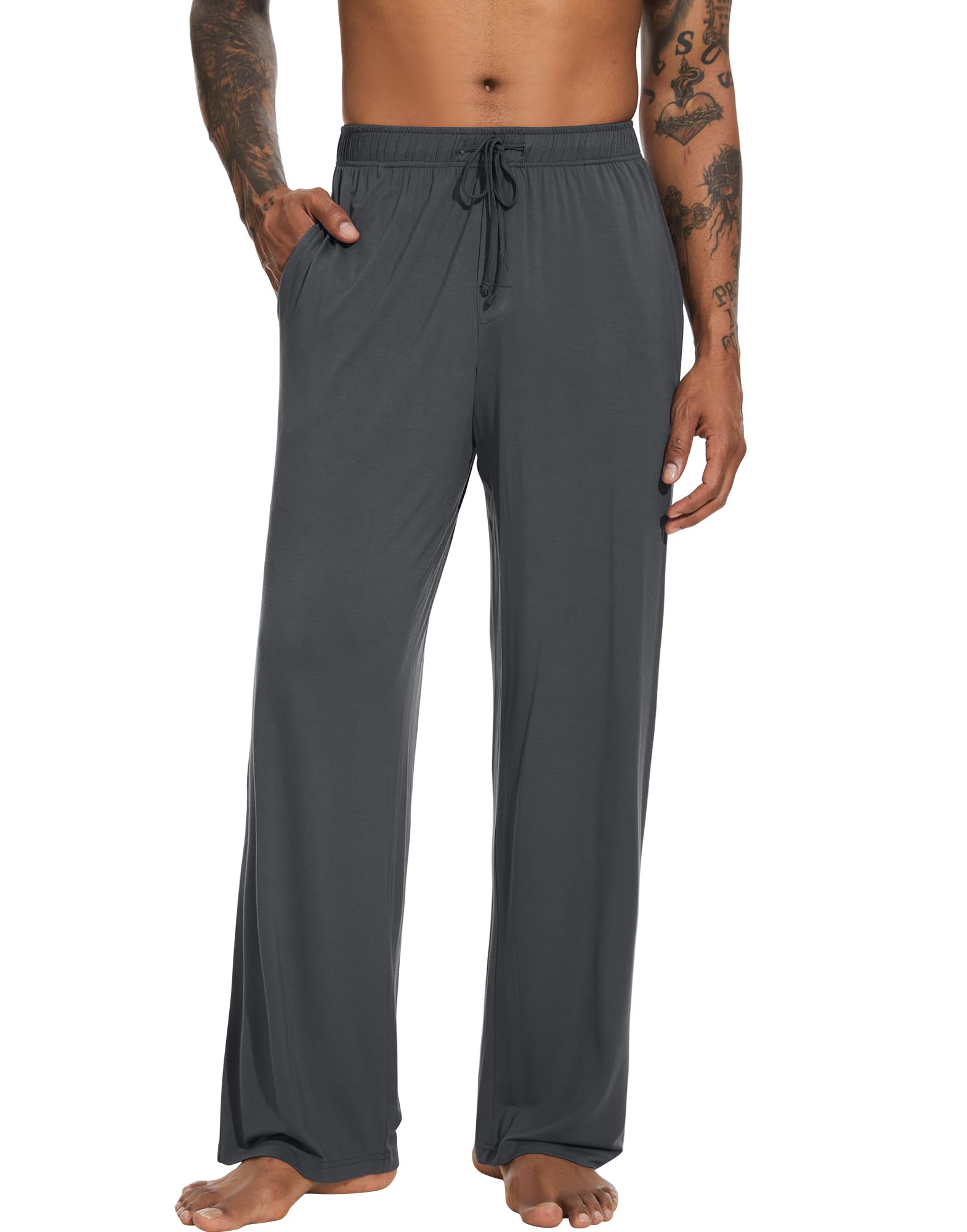 WiWi Viscose from Bamboo Mens Pajama Pants Soft Lounge Bottoms Sweatpants Sleep Pant Drawstring with Pockets S-XXL