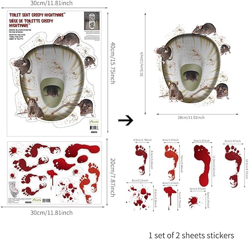 Miniatura 4 de Pegatinas de pared para decoración de terror de Halloween para interiores, calcomanías de pared para decoración de baño de Halloween