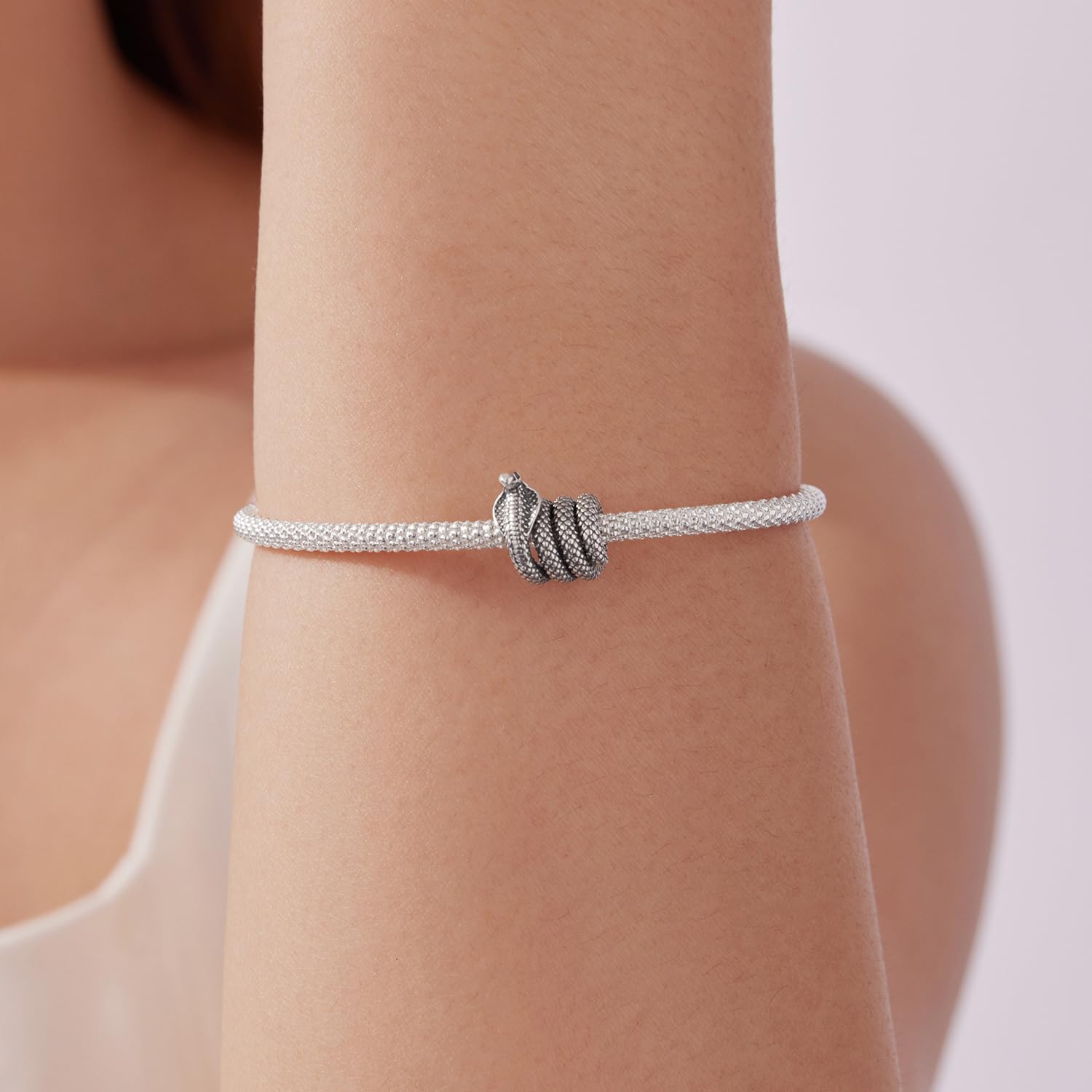 Fascino Serpente, Accessorio in Argento Sterling 925, Compatibile con Braccialetto 3mm-4,5mm