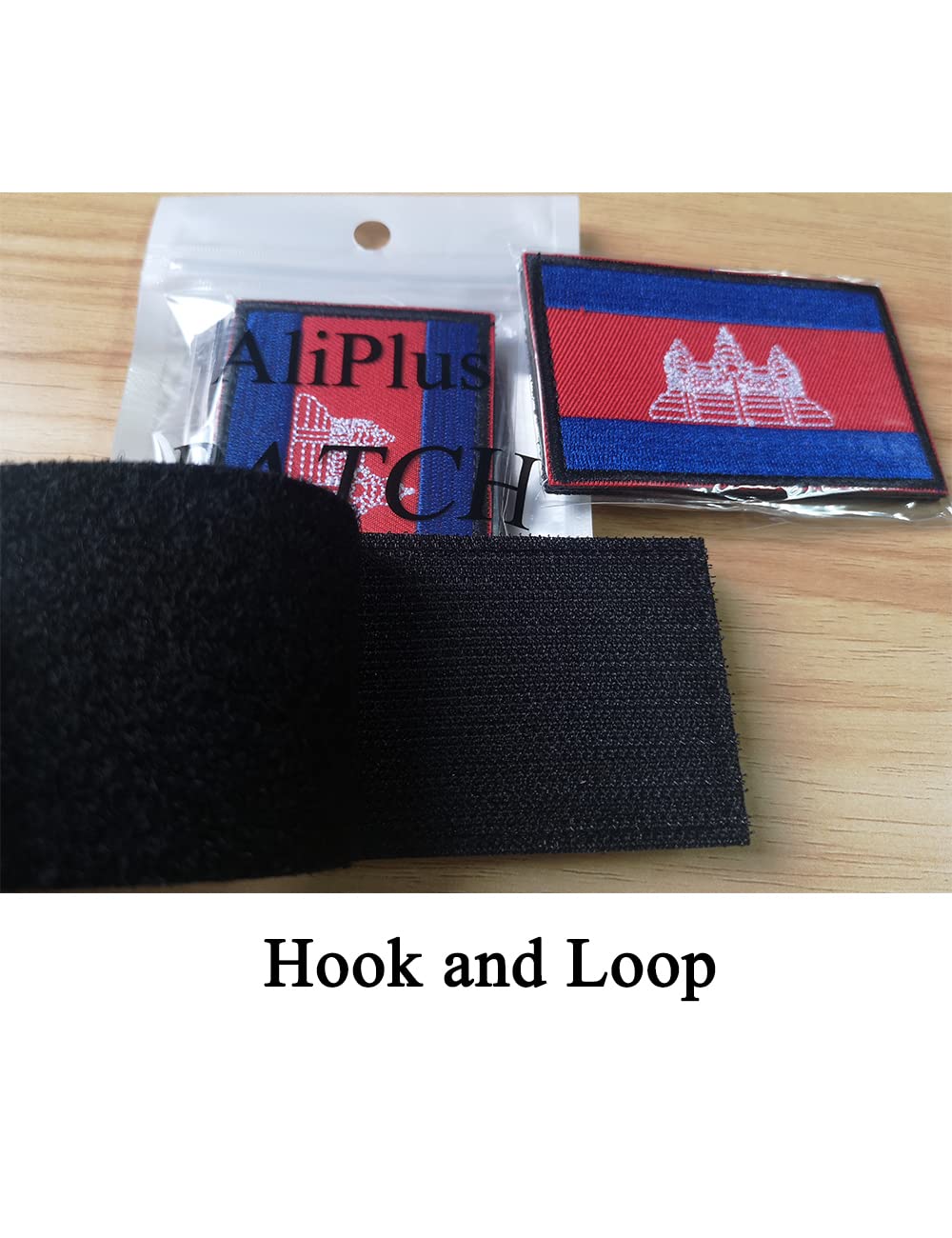 2 PCS AliPlus Cambodia Flag Patches Embroidered Tactical Military Morale Patch Applique Fastener Hook and Loop