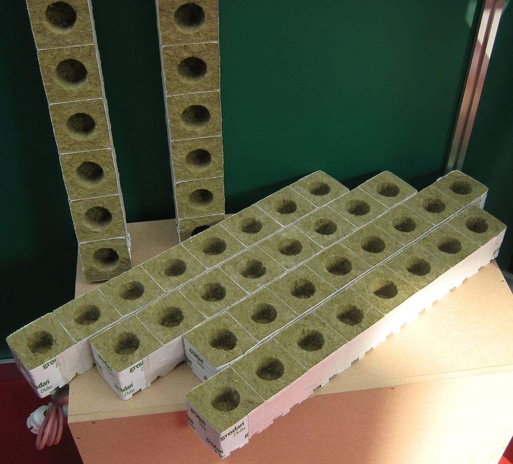 Rockwool Cubes Grow Blocks 3" 4" 6" Small Large Hole Hydroponics (3" Cube Large Hole (38/35) - Qty 5)