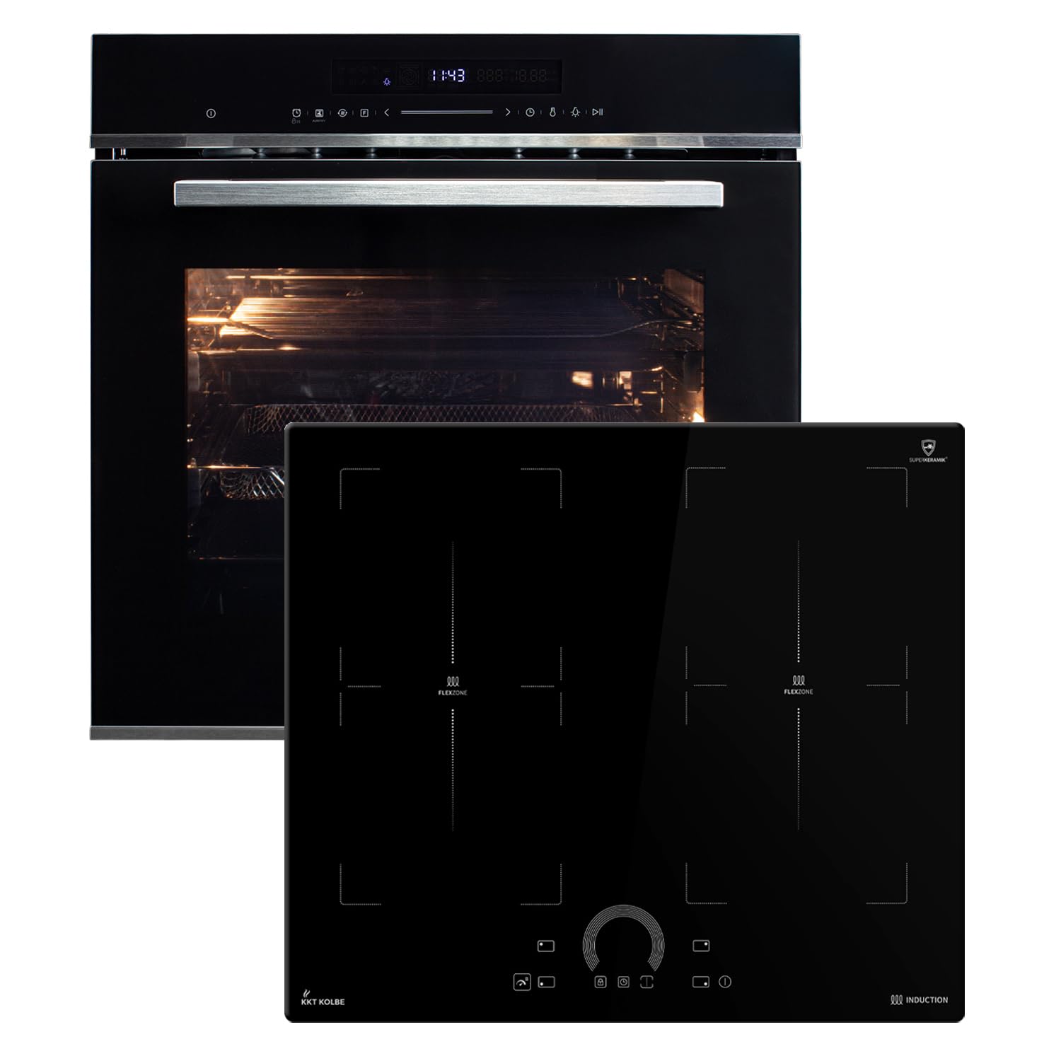 KKT KOLBE Autarkes zestaw kuchenek, 60 cm, piekarnik do zabudowy EB8017ED, 59 cm, płyta indukcyjna IH85904FZ, funkcja pizzy, grill, termoobieg, timer | SET8017IH594FZ