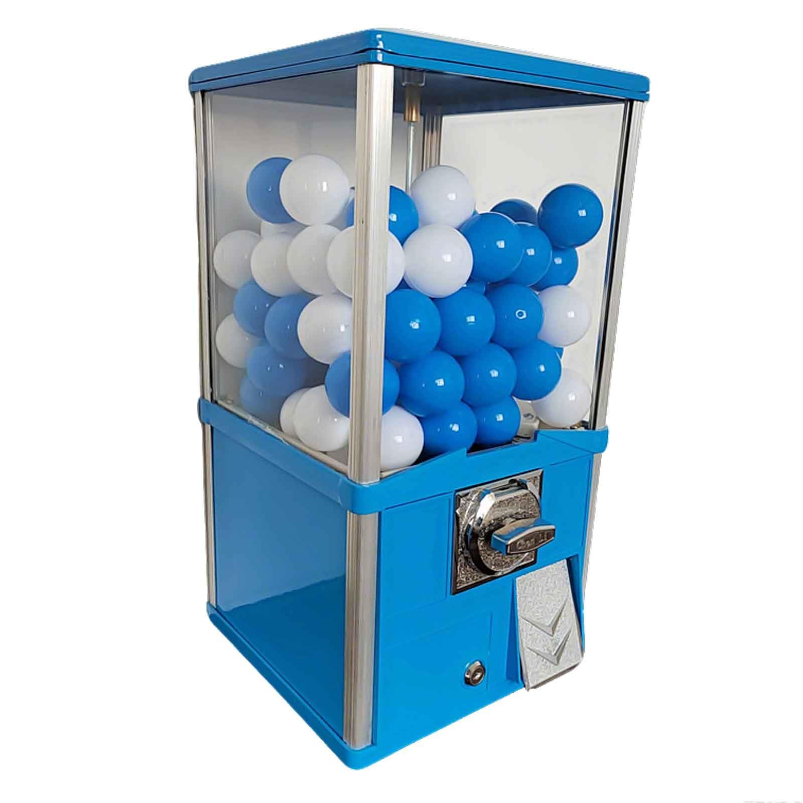 Gumball Machine à bonbons à monnaie avec capacité de 100 balles, comprend 50 boules blanches et 50 boules bleues, idéal pour les enfants et les magasins de détail
