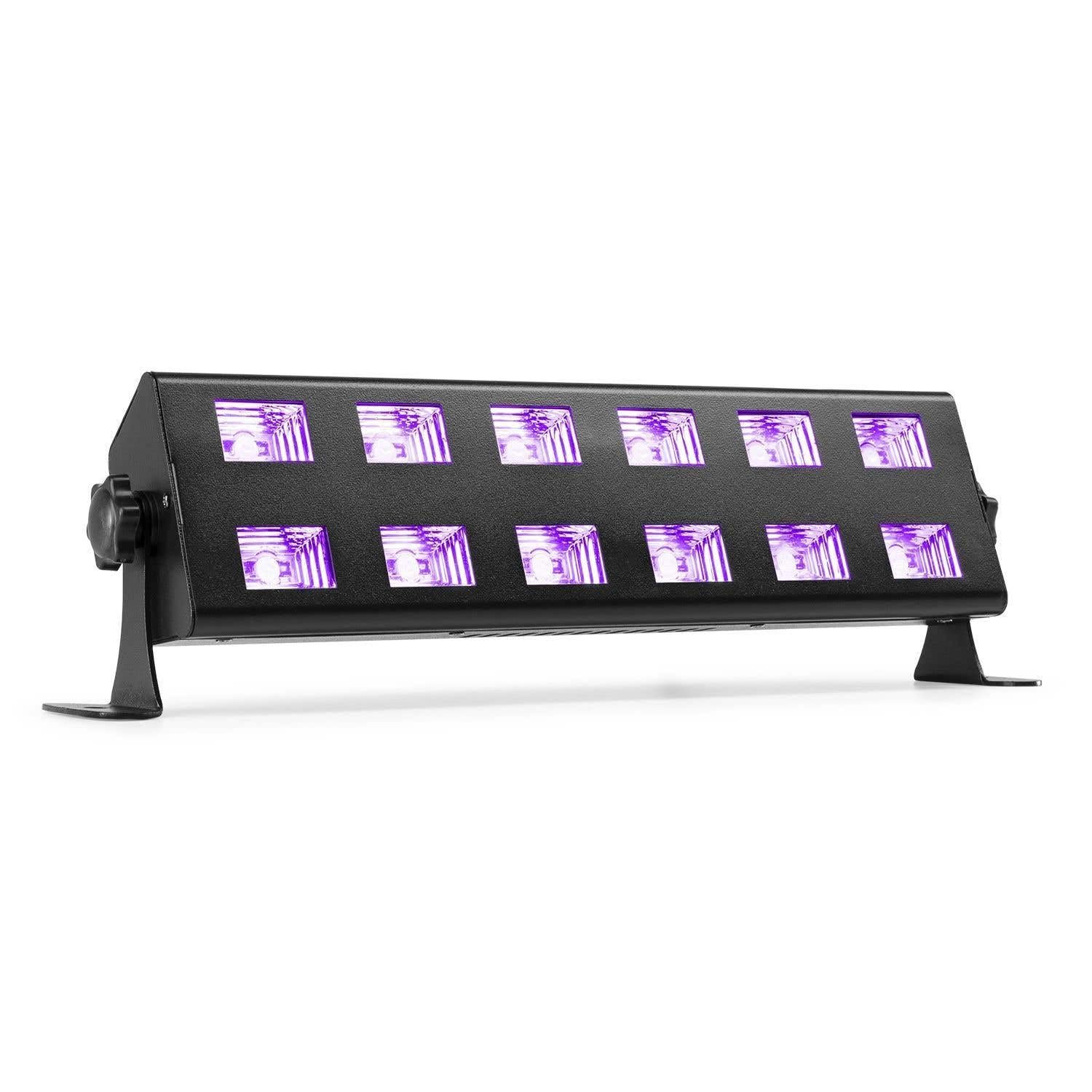 BeamZ BUV263 UV Light Bar with 12x3W Ultraviolet LEDs, UV Blacklight Bar with Parabolic Reflectors for Parties, DJs, Halloween, Clubs & Glow Events, Portable Plug & Play UV Party Light
