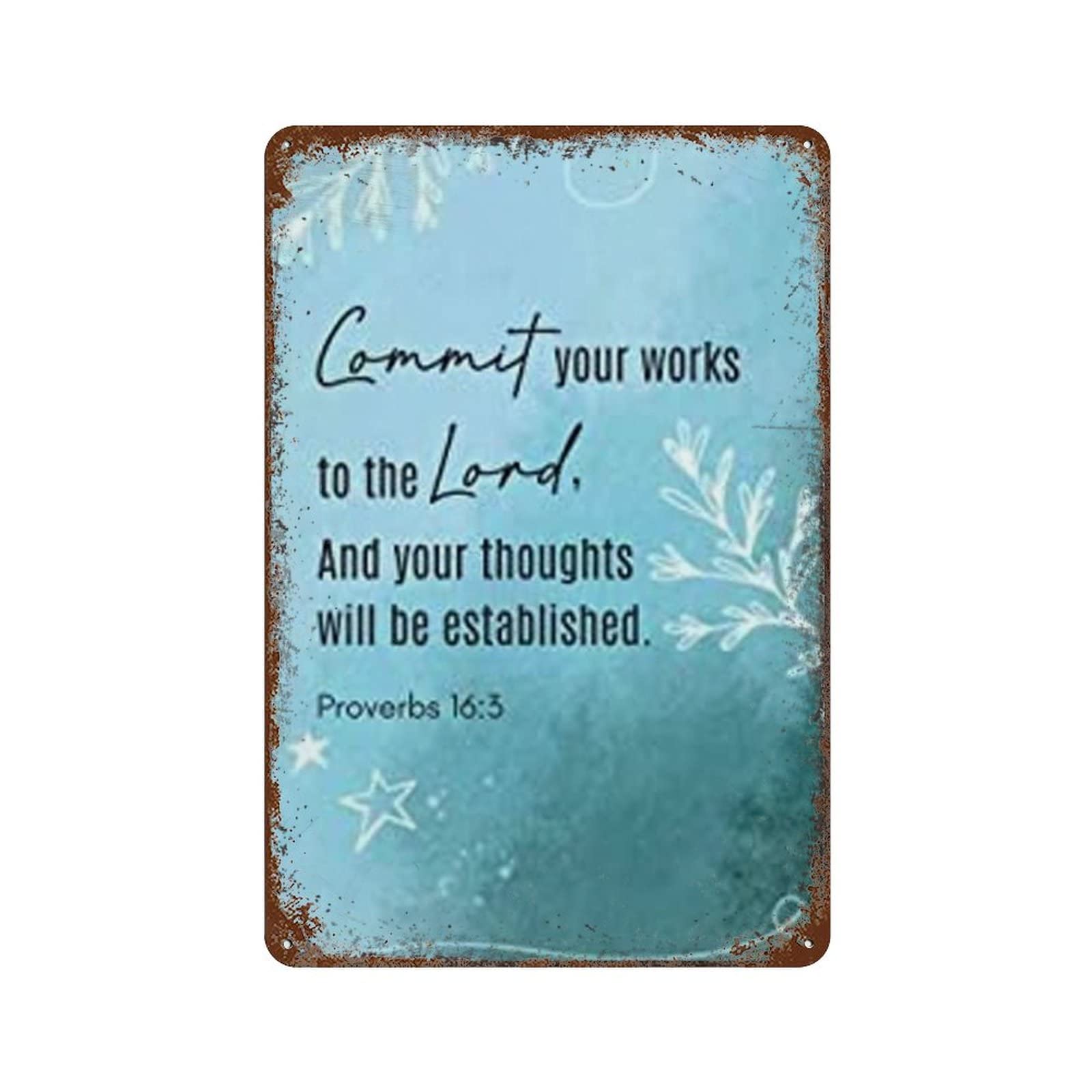 Pibonto Wall Art Commit Your Works To The Lord,And Your Thoughts Will Be Established.proverbs 16：3 Jesus,Bible Verse,Christian ,Christian,Farmhouse Decor,Retro Home Decor 5.5X8 Inch
