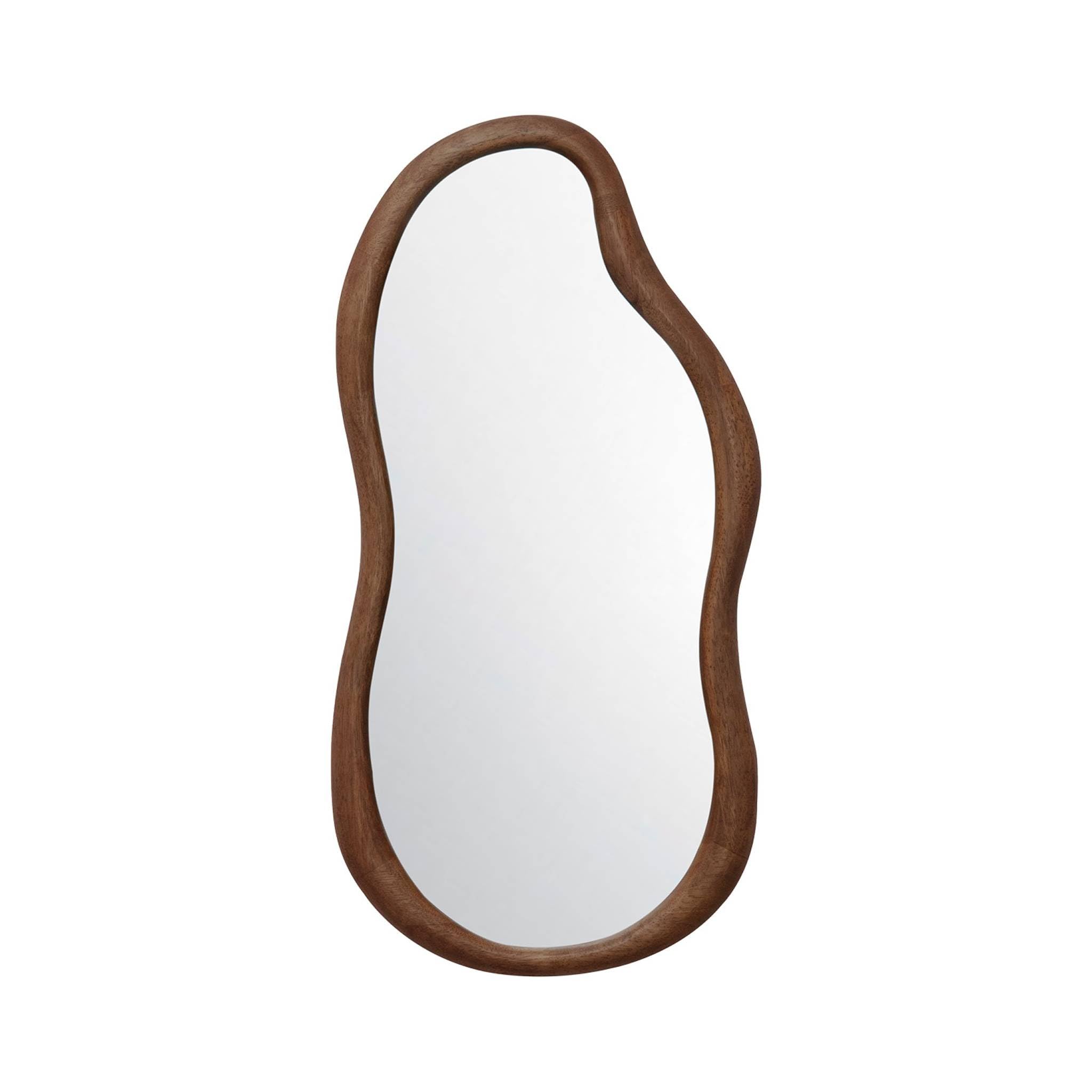 sweeek - Miroir organique AUSTIN en bois d'hévéa. couleur noyer. 90 cm