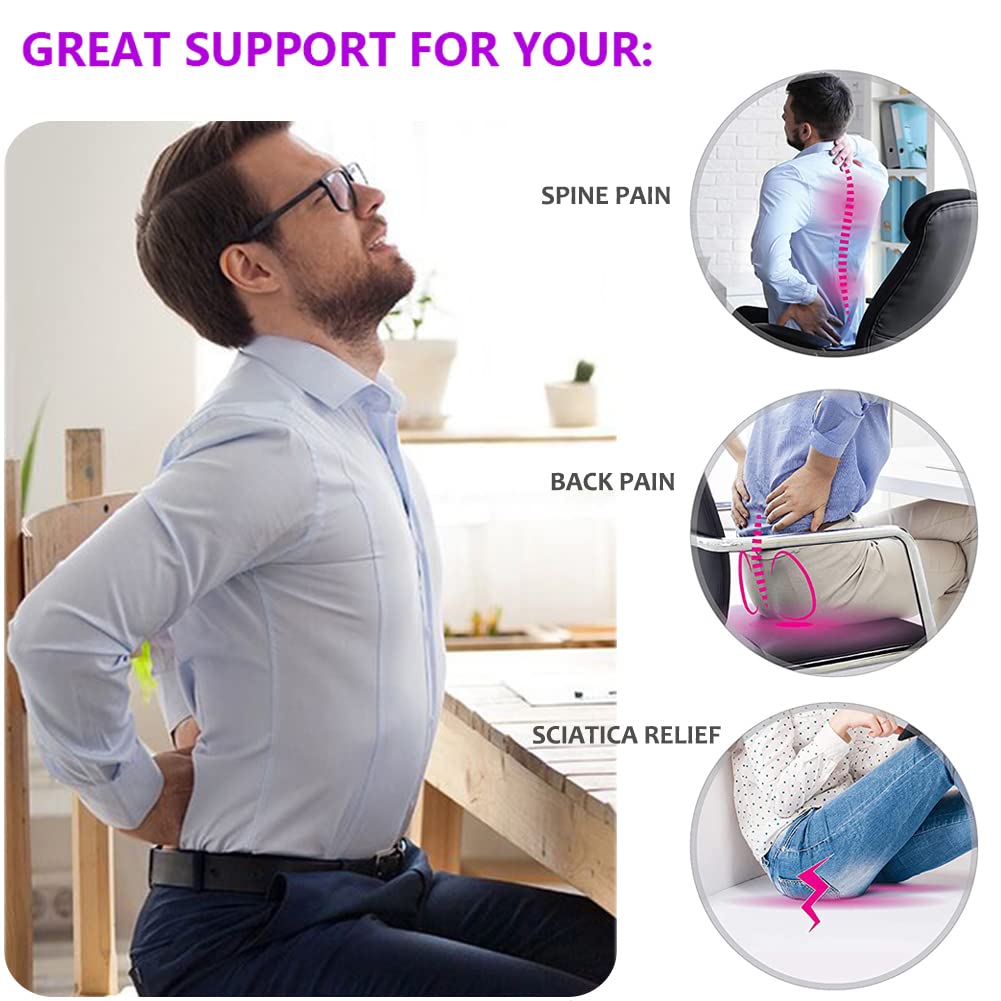 Gel Seat Cushion, Office Seat Cushion Chair Pads for Office Home Car Wheelchair Long Trips - Extra Thick Gel Cushion for Pressure Sores, Tailbone, Back, Sciatica Pain Relief (Extra Thick, Violet) - Image 7 thumbnail