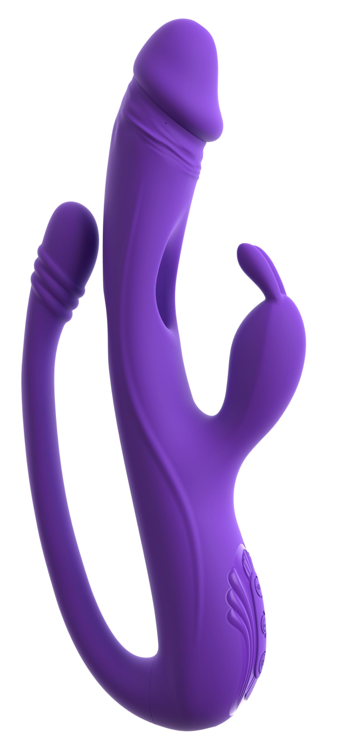 Sweet Smile Vibratore clitorideo coniglio con massaggio G-Spot e Tickler, tripla azione con 3 motori silenziosi, 3 x 9 modalità, silicone, controllabile separatamente, ricaricabile USB-C