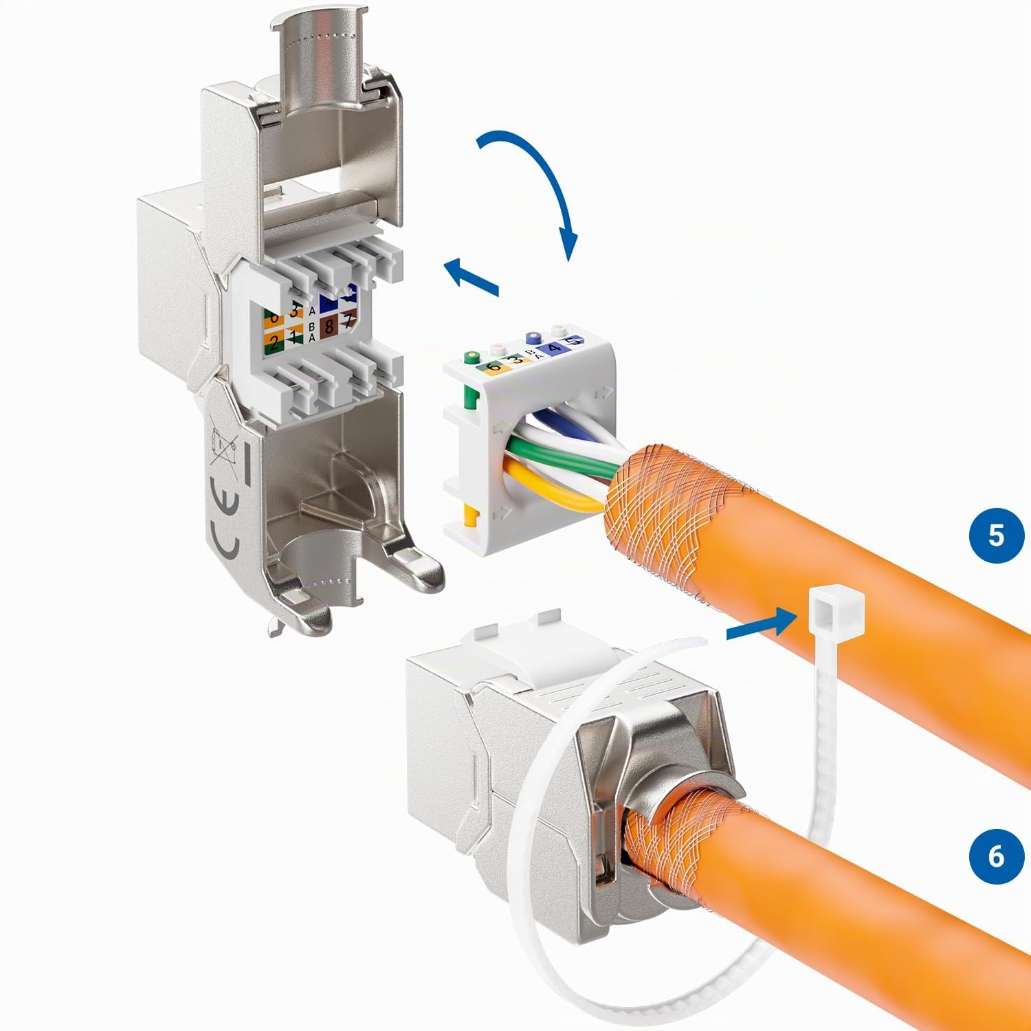 deleyCON SET 12 Ports CAT7 Panneau de Brassage Panneau de Distribution Modulaire 1 U Installation en Rack 10" + 12x Modules Keystone CAT 7 Réseau LAN RJ45 10 Gbit/s 600 MHz Câble D'installation Gris