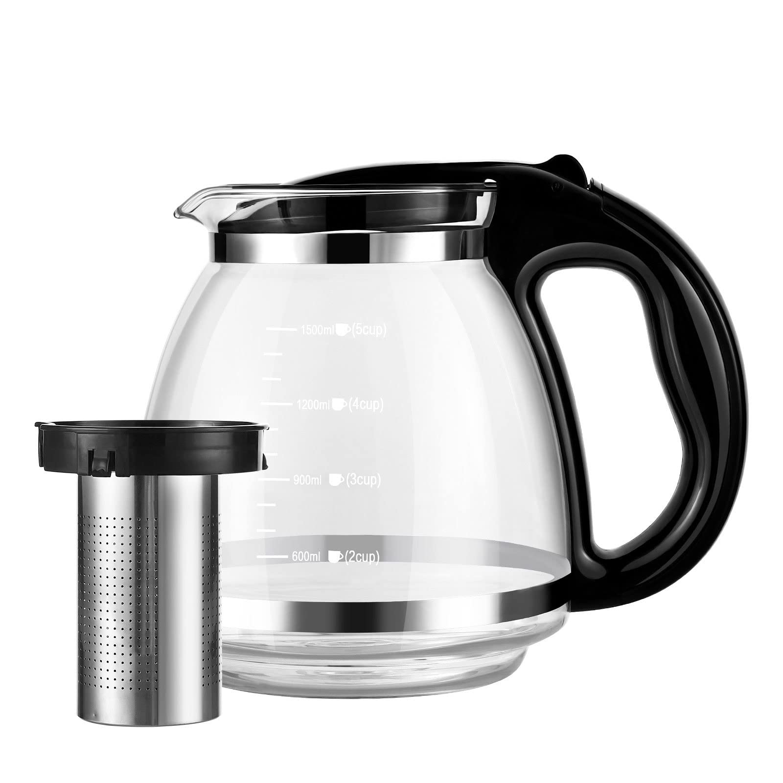 Czajnik 1500ml Szklany czajnik z wyjmowanym zaparzaczem Żaroodporny czajnik do herbaty kwitnącej Herbata sypka Kwitnąca