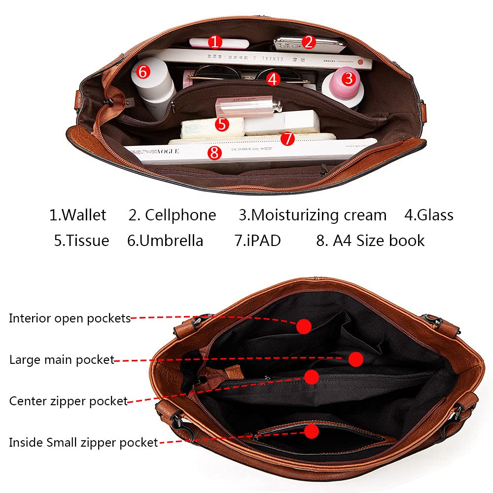 Damskie torebki PU wegańska skóra hobby torba na ramię moda torebka sakiewka torba crossbody, Czarny, Medium