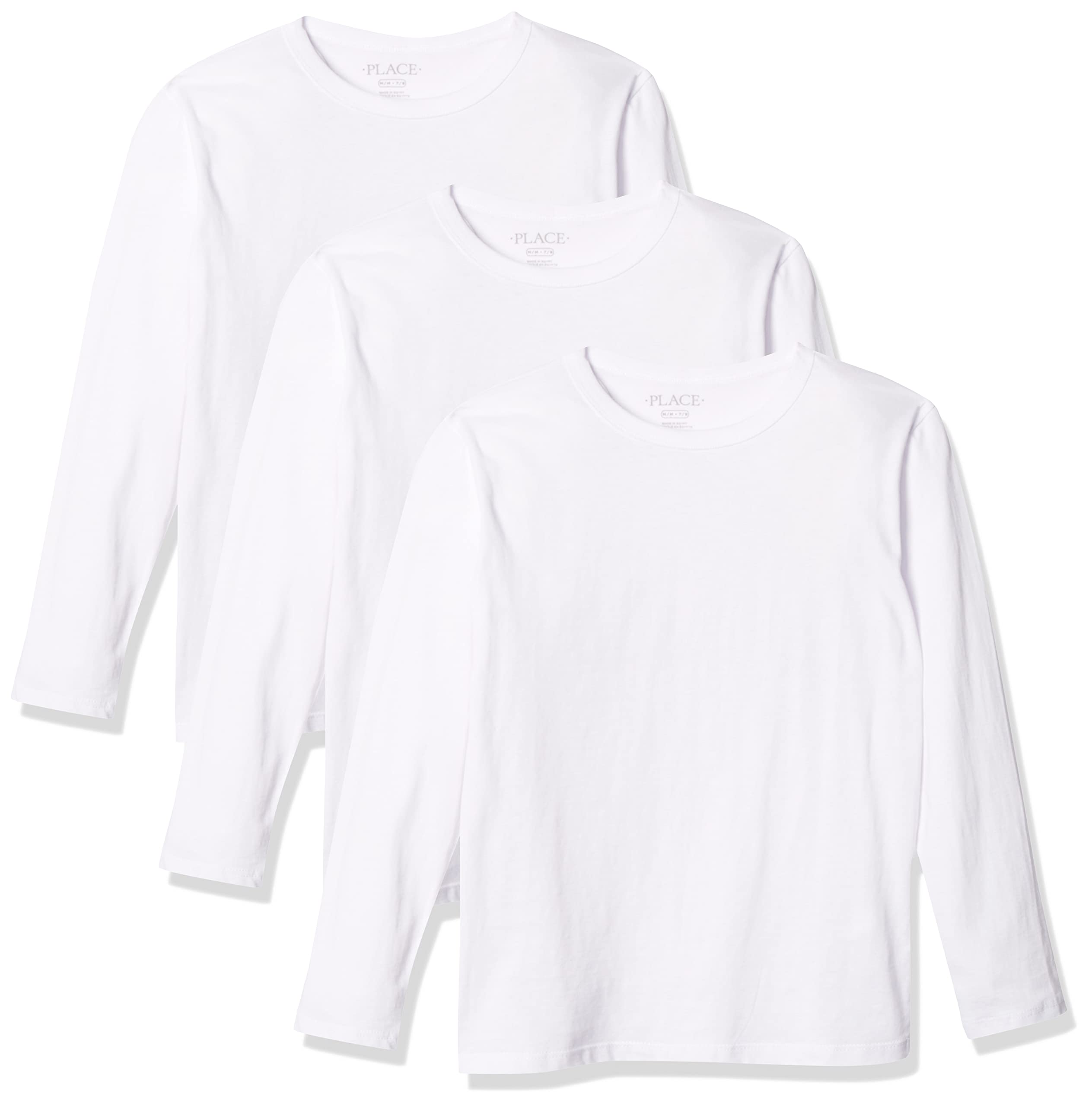 The Children's Place Boys White ' Uniform Basic Layering Tee 4-Pack, 3 Pack, M