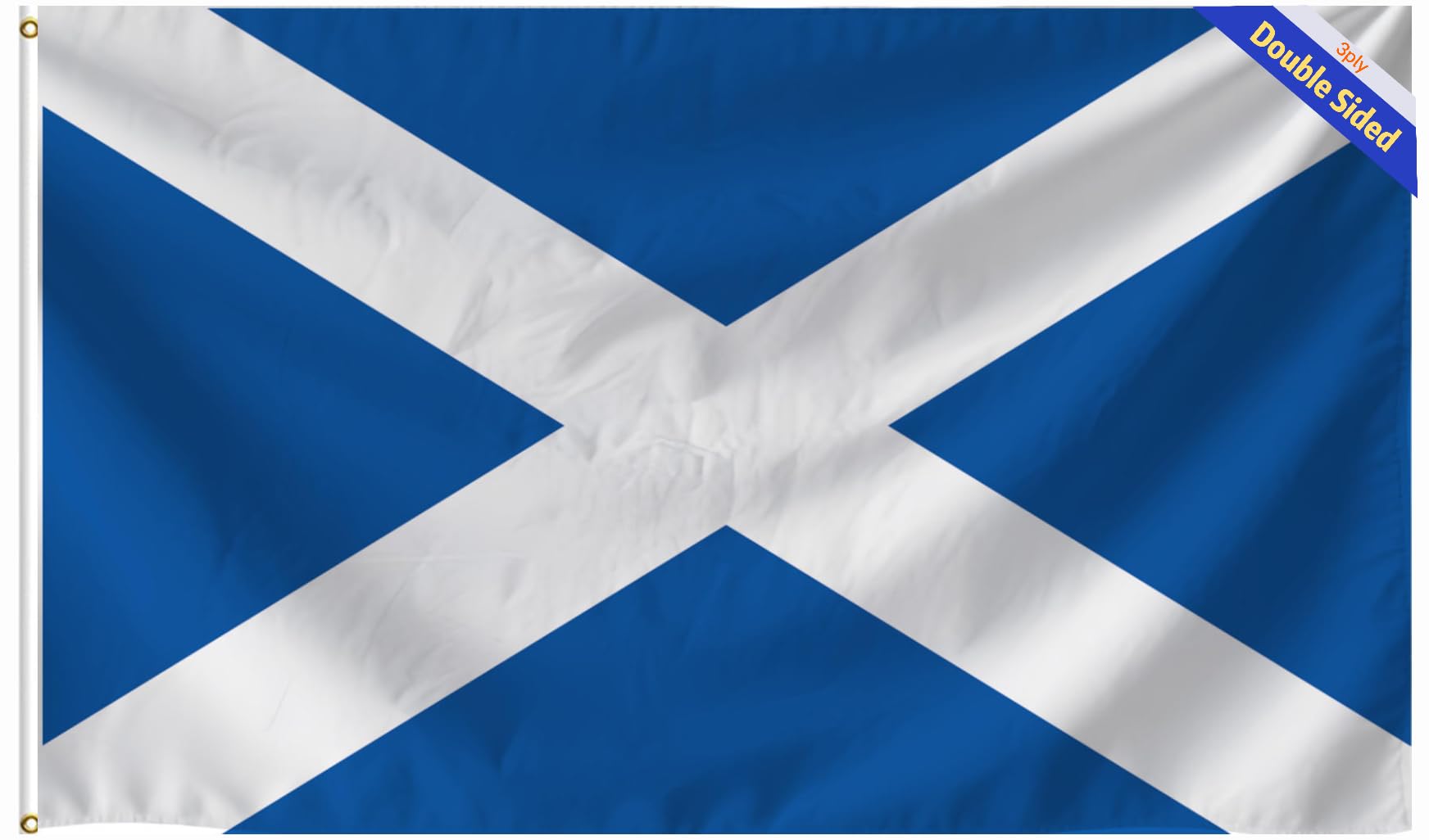 Double Sided 3-Layer Scotland Flag 2X3FT,60X90CM Scottish National Flag, Vivid Color Outdoor and Indoor Decor Banner,UV Resistant Polyester Flags with Brass Grommets. (Scotland, 2X3 3PLY)
