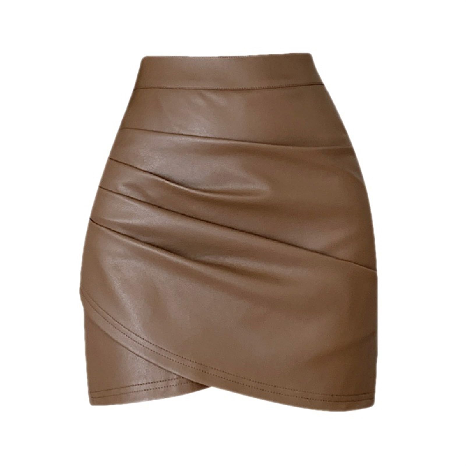 Jupe moulante en cuir de qualité supérieure SUABON à coupe haute froncée pour femme exigeante