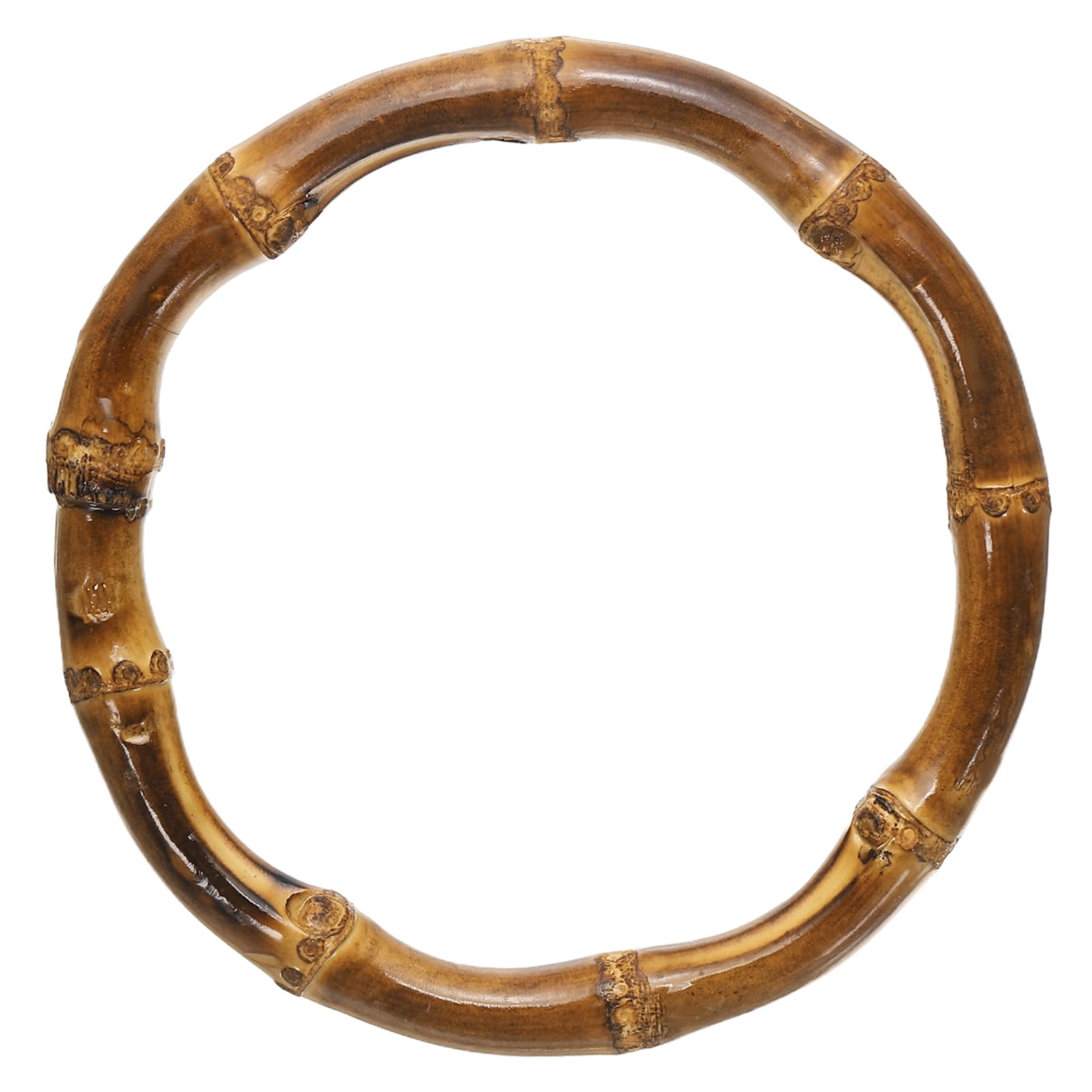 sourcing map Bamboo Purse Handle, 5 Inch Round Handmade Rings Holders, Decorative Replacement Handle for Tote Bag, DIY Beach Summer Bag, Handbag Making Decorations, (Brown)