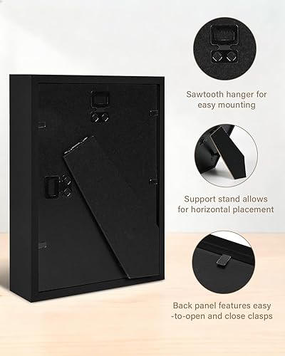 Miniatura 5 de Caja de sombra negra de 5 x 7 pulgadas para fotos, flores, ramos de boda, premios, insectos y recuerdos