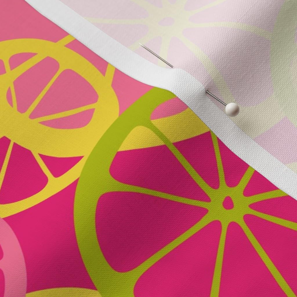 Spoonflower Fabric - Pink Lemonade Citrus Fruit Lemon Lime Orange Summer Beach Tropical Printed on Petal Signature Cotton Fabric by The Yard - Sewing Quilting Apparel Crafts Decor
