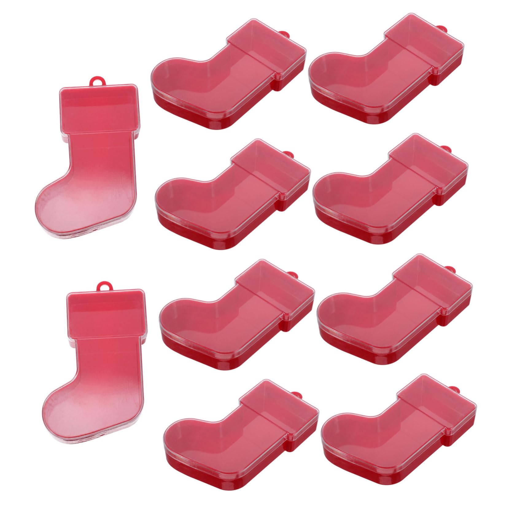 BESTYASH 10 Pezzi Scatole Trasparenti Riempibili Forma di Calza Natalizia Contenitori in Plastica per Caramelle e Biscotti Decorazioni Sospese per Albero di Natale Confezioni Regalo per