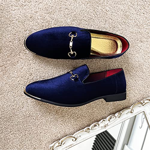 Image of FLQL Men's Luxury Penny Loafer Slip-On Velvet Shoes Party Dancing Shoes Suede Wedding Shoes Plus Size 7-13