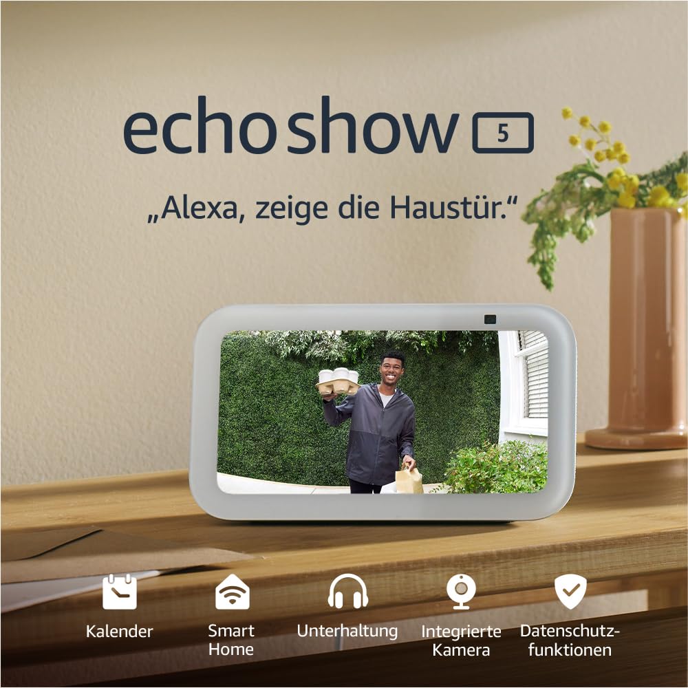 Echo Show 5 (Neueste Generation) | Kompakter smarter Touchscreen zum Steuern deines Smart Homes und mehr | Graublau, mit Alexa+ Early Access – Ansicht 2