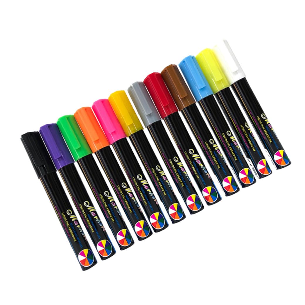Homoyoyo Set 12 Pennarelli Gessetto Cancellabili, per Lavagna Bianca e LED Fluorescente, Corpo Ergonomico, Plastica Liquida, Regalo di Natale