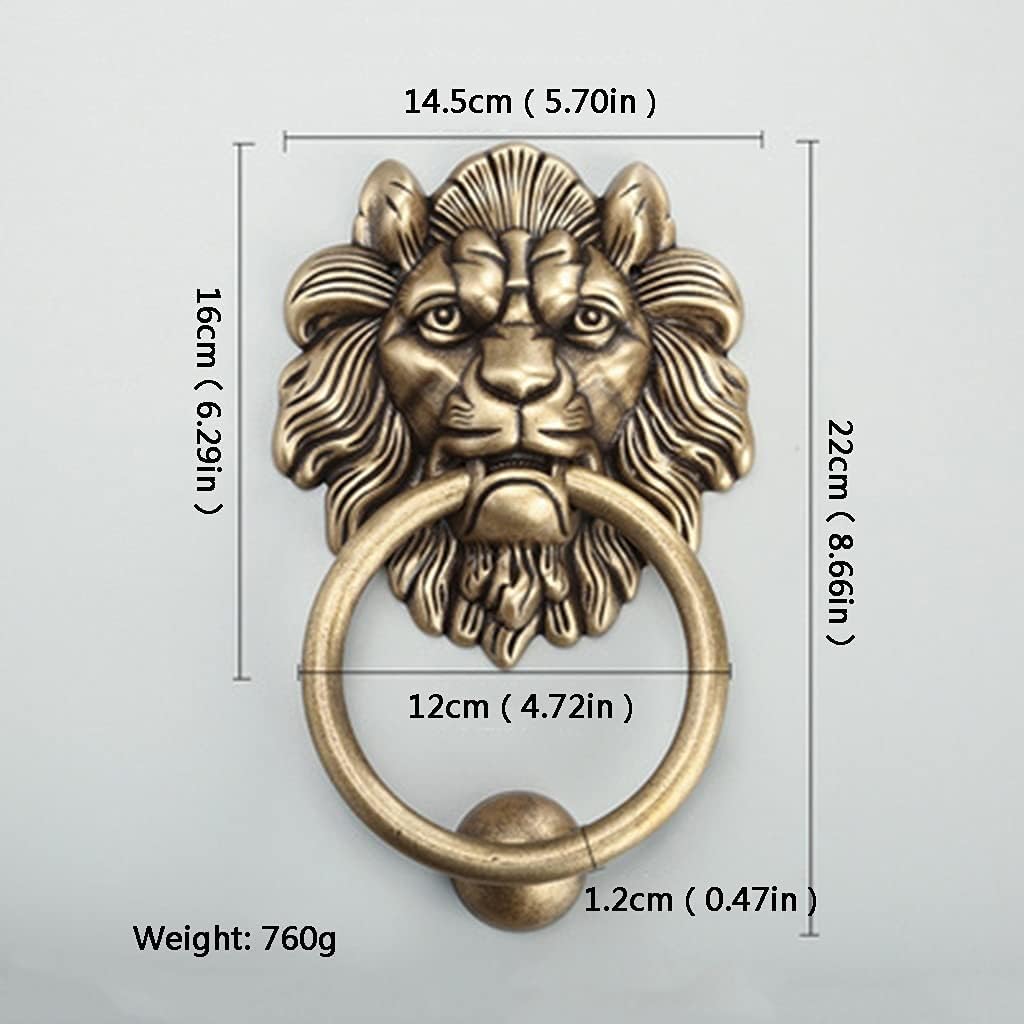 TiLeze Brass Door Knockers Door Handle Antique Door Knocker Strike Plate Door Knockers for Front Door Brass (Color : Bronze, Size : 22 * 14.5Cm)