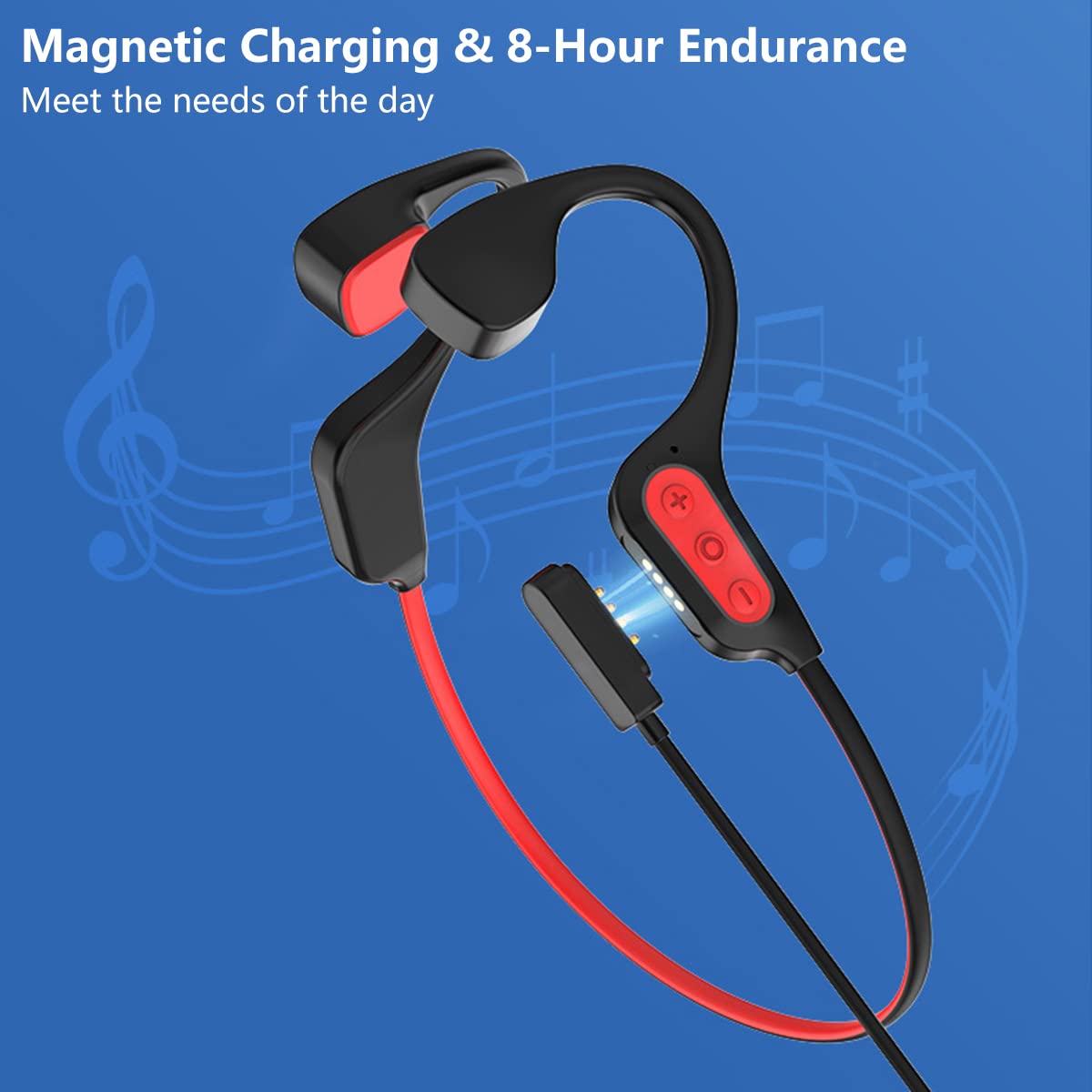 Vero Auricolari Sportivi Senza Fili Conduzione Ossea Cuffie Bluetooth Wireless Impermeabili IP56, Orecchio Aperto Auricolare Stereo, Leggero Cuffie da Corsa Senza Fili Cancellazione del Rumore White