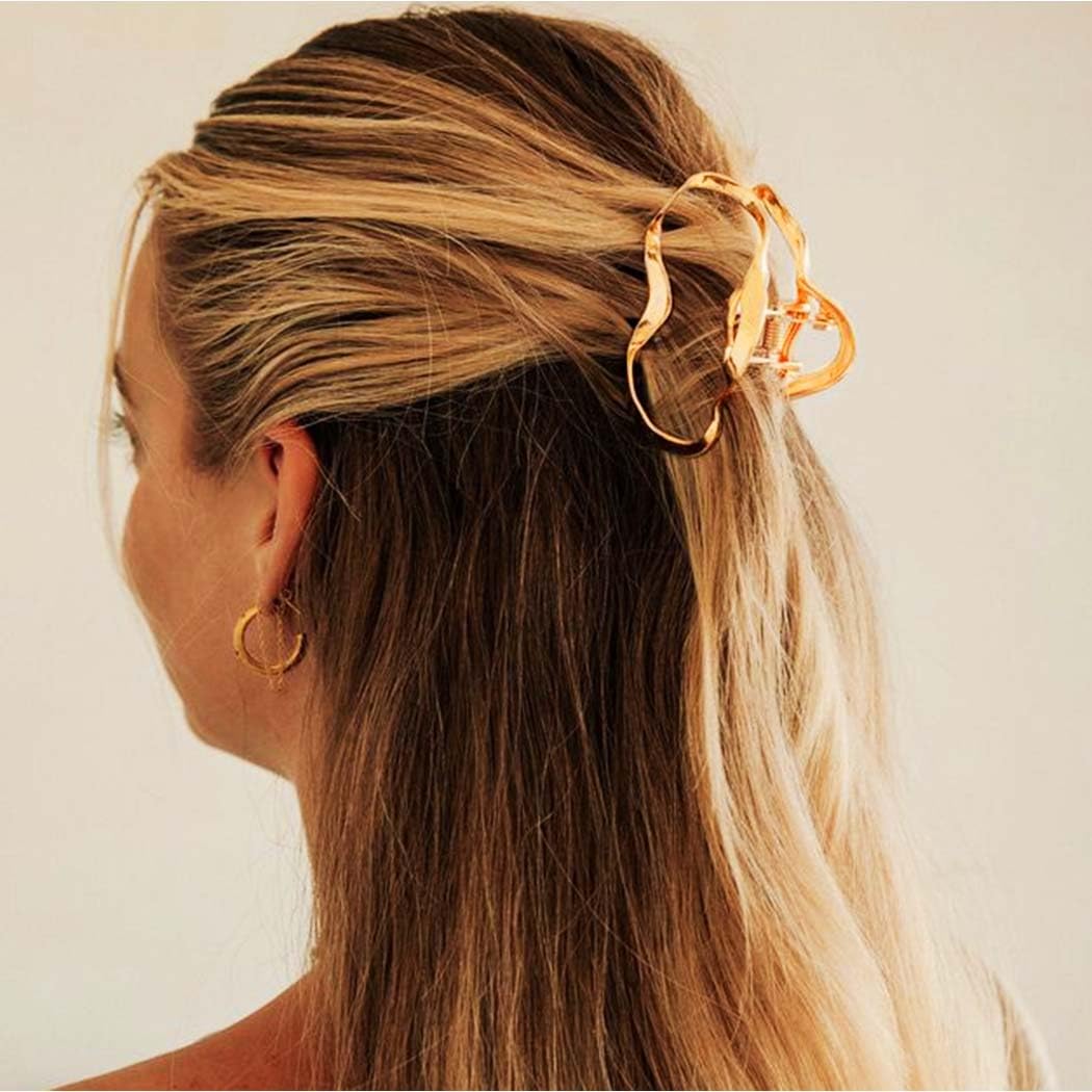 Reaky Hair Claw Clips Gold Metal Hair Clip Medium Claw Clips Hair Accessories for Women, 1 count (Pack of 2) - Image 3