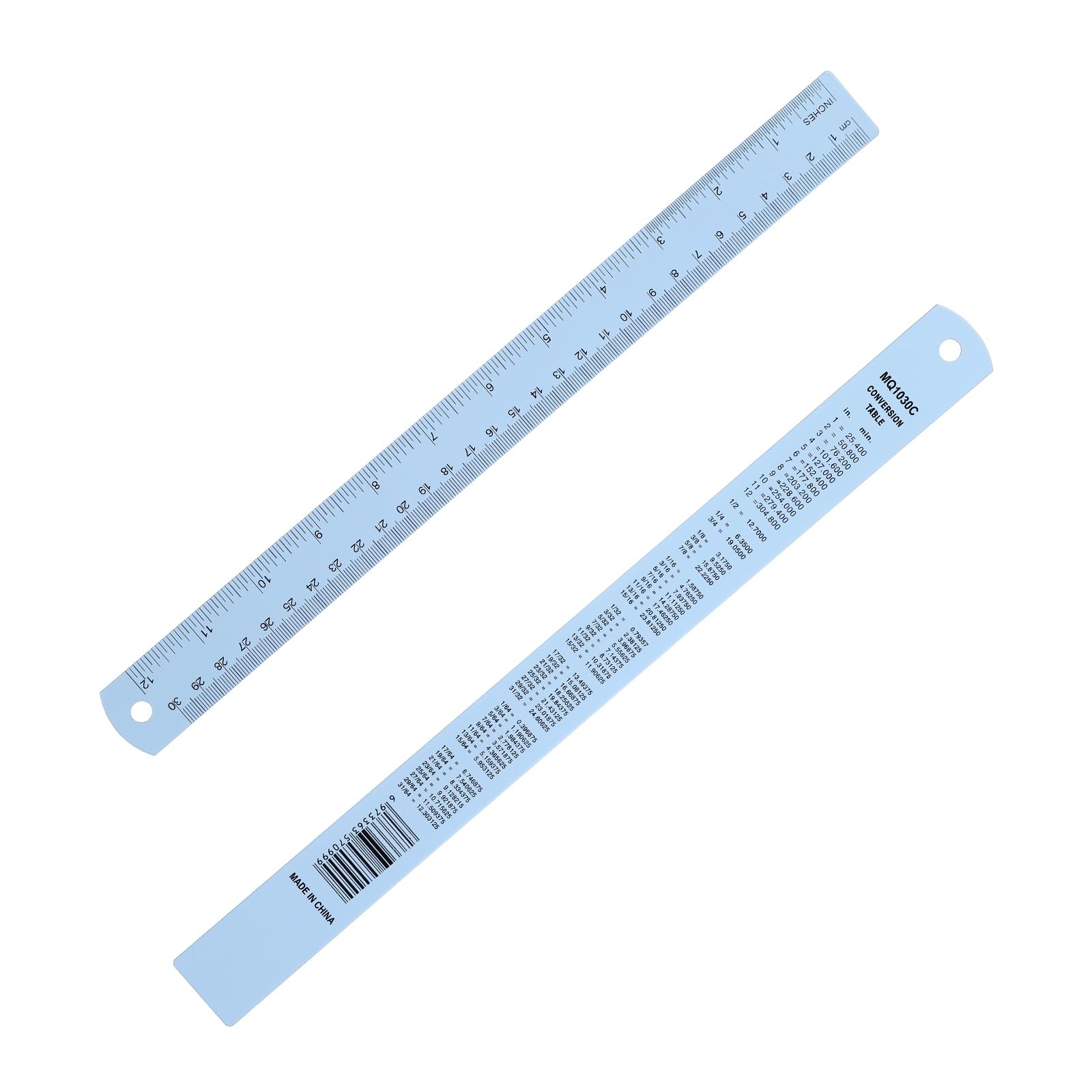 PATIKIL 30cm/12 inch Metal Ruler, Aluminum Alloy Metric Ruler with Inches and Centimeters Precision Measuring for Office Engineering Drafting, Blue